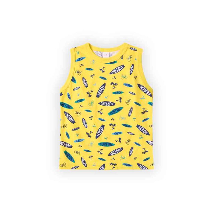 Camiseta-Regata-Infantil-Menino-Com-Estampa-Praiana---Amarela