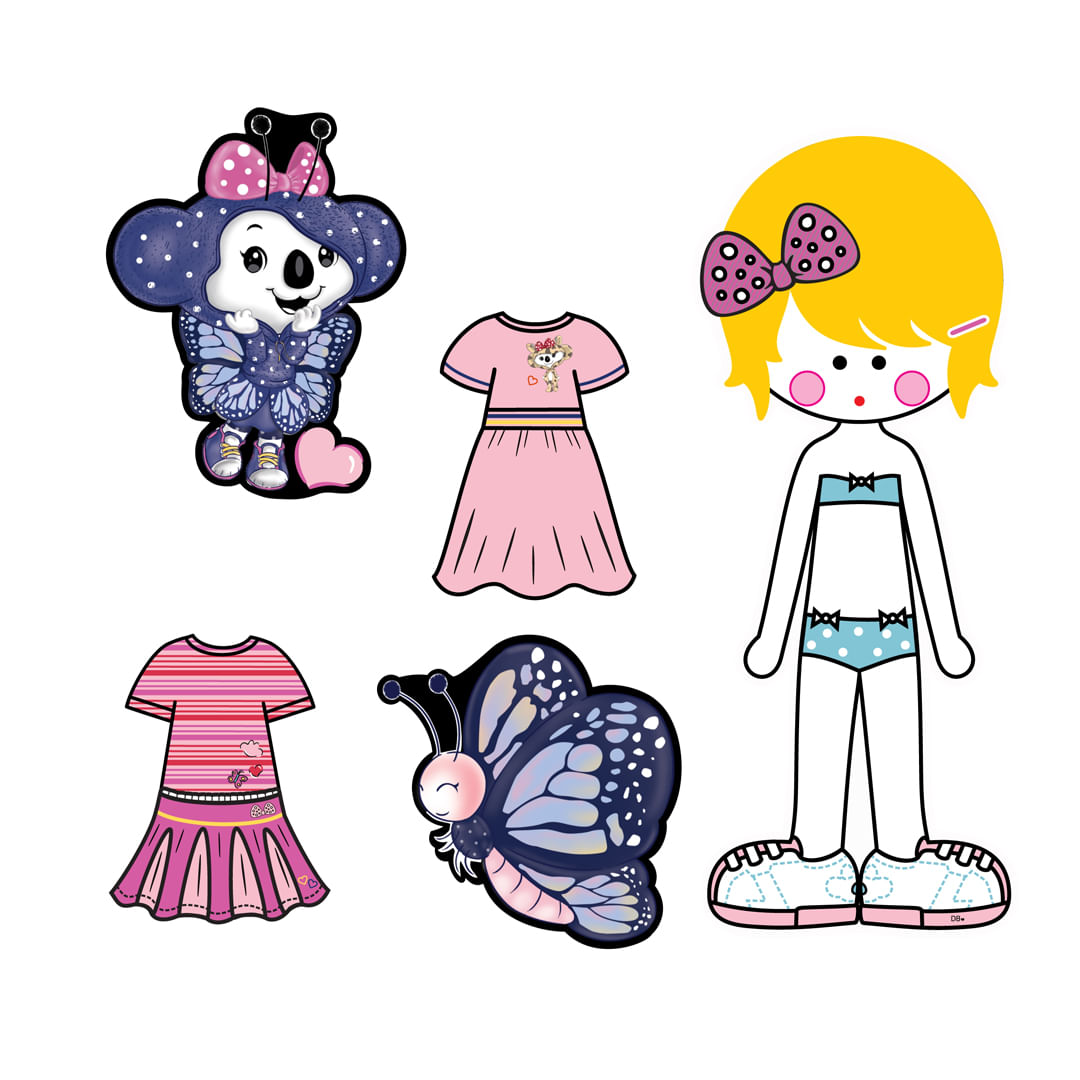 Paper Doll Imã Infantil Menina - Azul