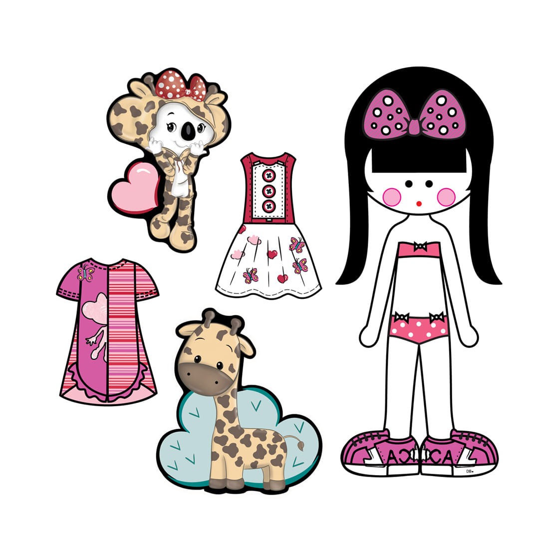 Paper Doll Imã Infantil Menina - Rosa