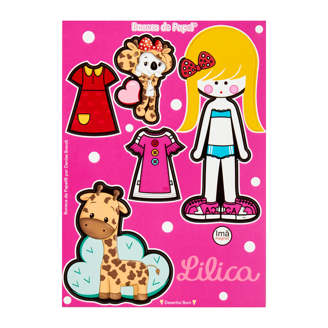 Paper Doll Imã Infantil Menina - Rosa