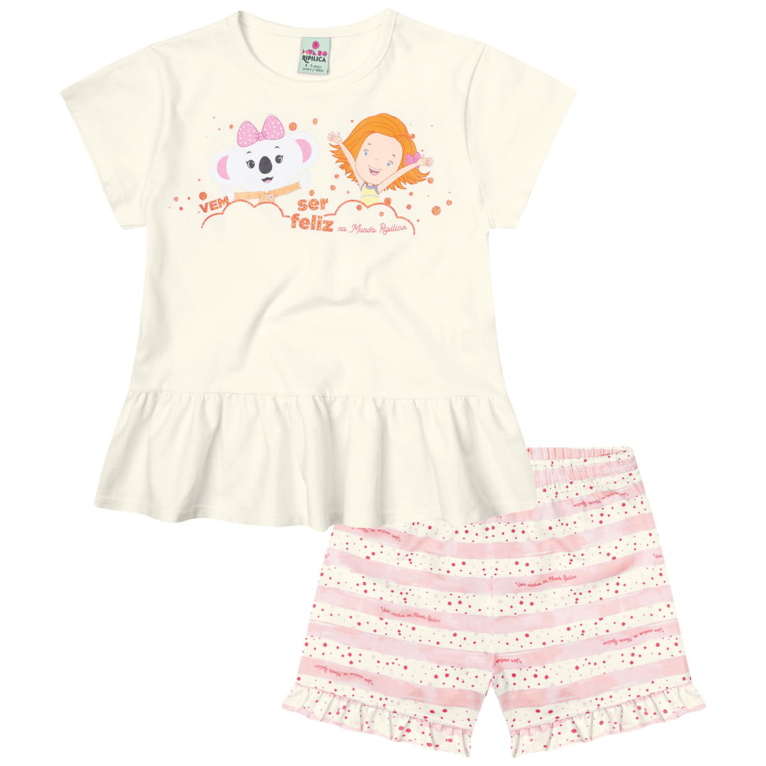Pijama Mundo Ripilica Infantil Menina - Bege | Marisol - newmarisol