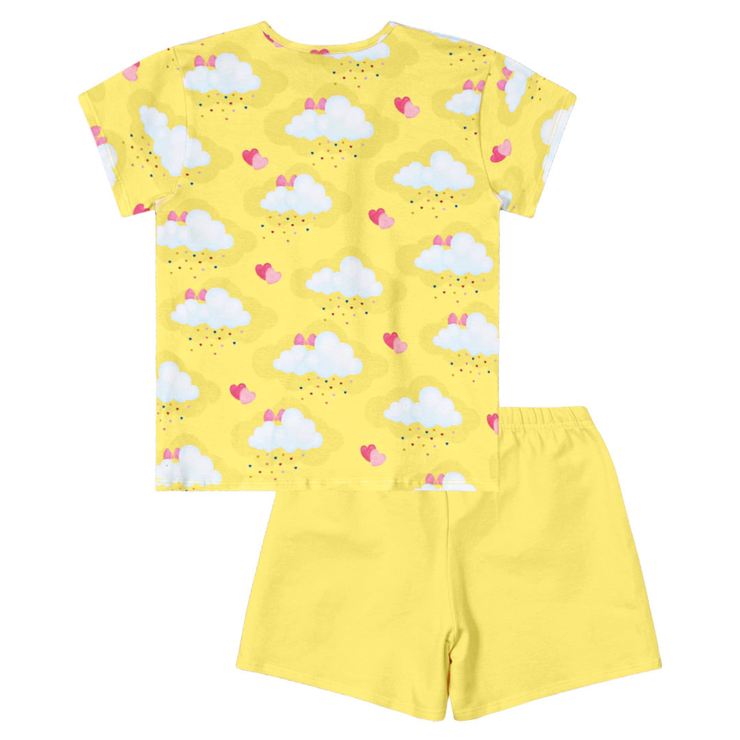 Pijama Curto Brilha no Escuro Malha Menina Lilica