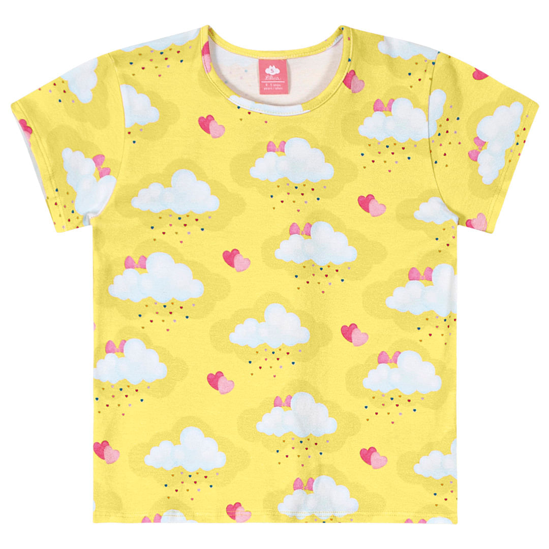 Pijama Curto Brilha no Escuro Malha Menina Lilica