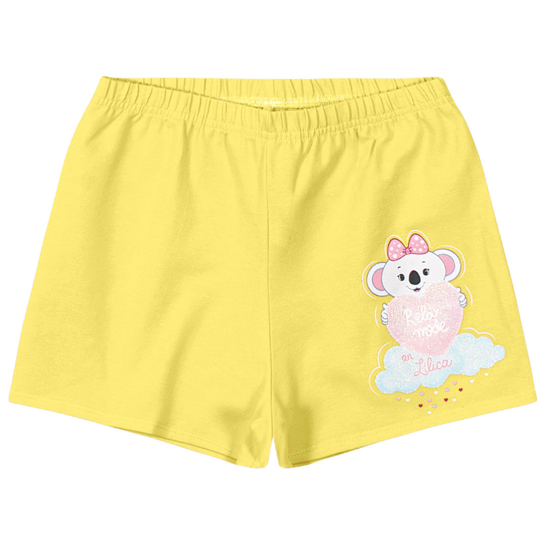Pijama Curto Brilha no Escuro Malha Menina Lilica