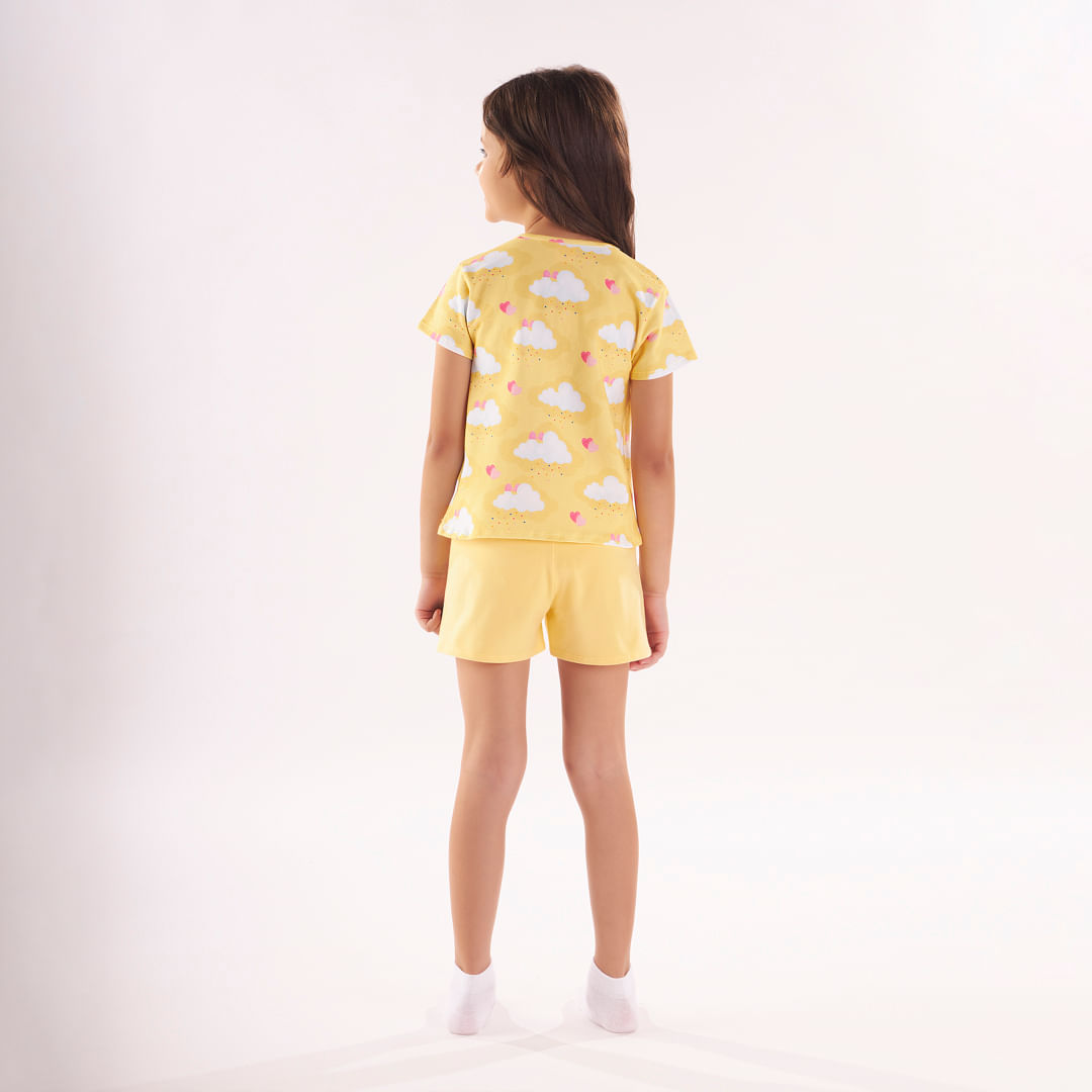 Pijama Curto Brilha no Escuro Malha Menina Lilica