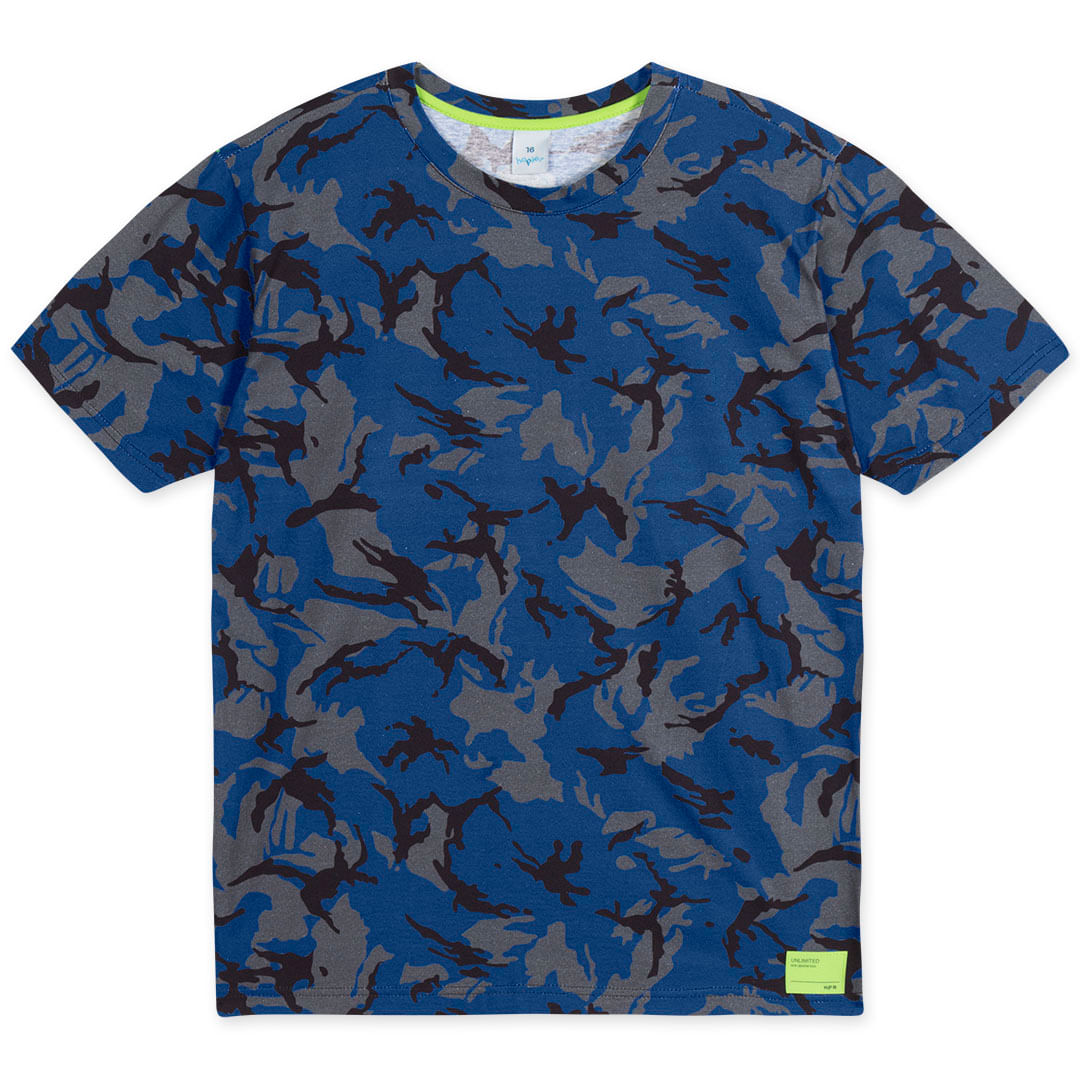 Camiseta Camuflada Manga Curta Juvenil Masculina Hapier