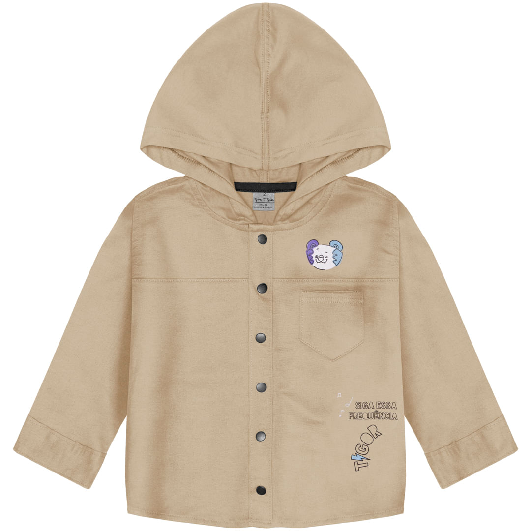 Camisa Manga Longa Com Capuz Masculina Bebê Tigor