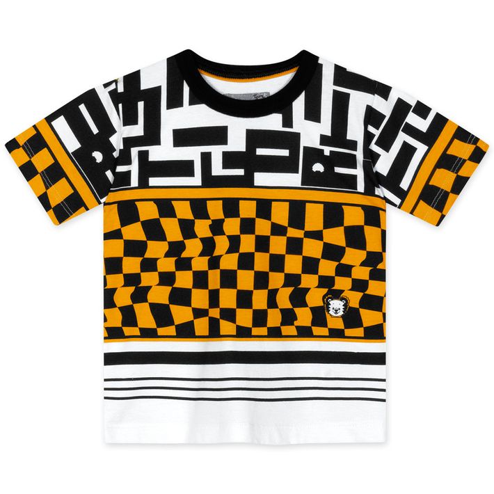 Camiseta-Manga-Curta-Xadrez-Grid-Bebe-Masculina-Tigor