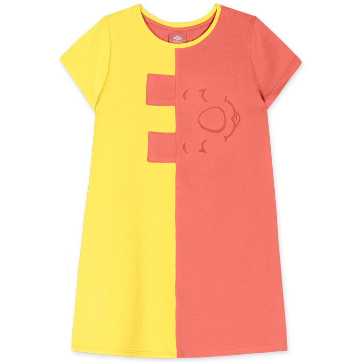 Vestido-Bicolor-Manga-Curta-Infantil-Feminino-Lilica