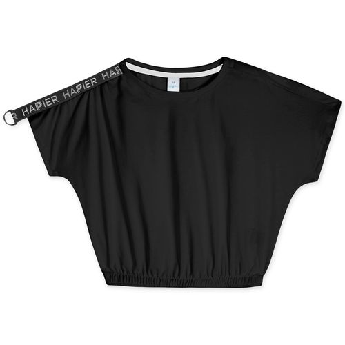 Blusa Cropped Juvenil Menina Manga Longa Hapier Preto - Clube Marisol