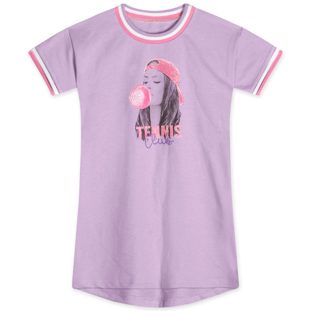 Vestido Manga Curta Moletom Infantil Feminino Marisol