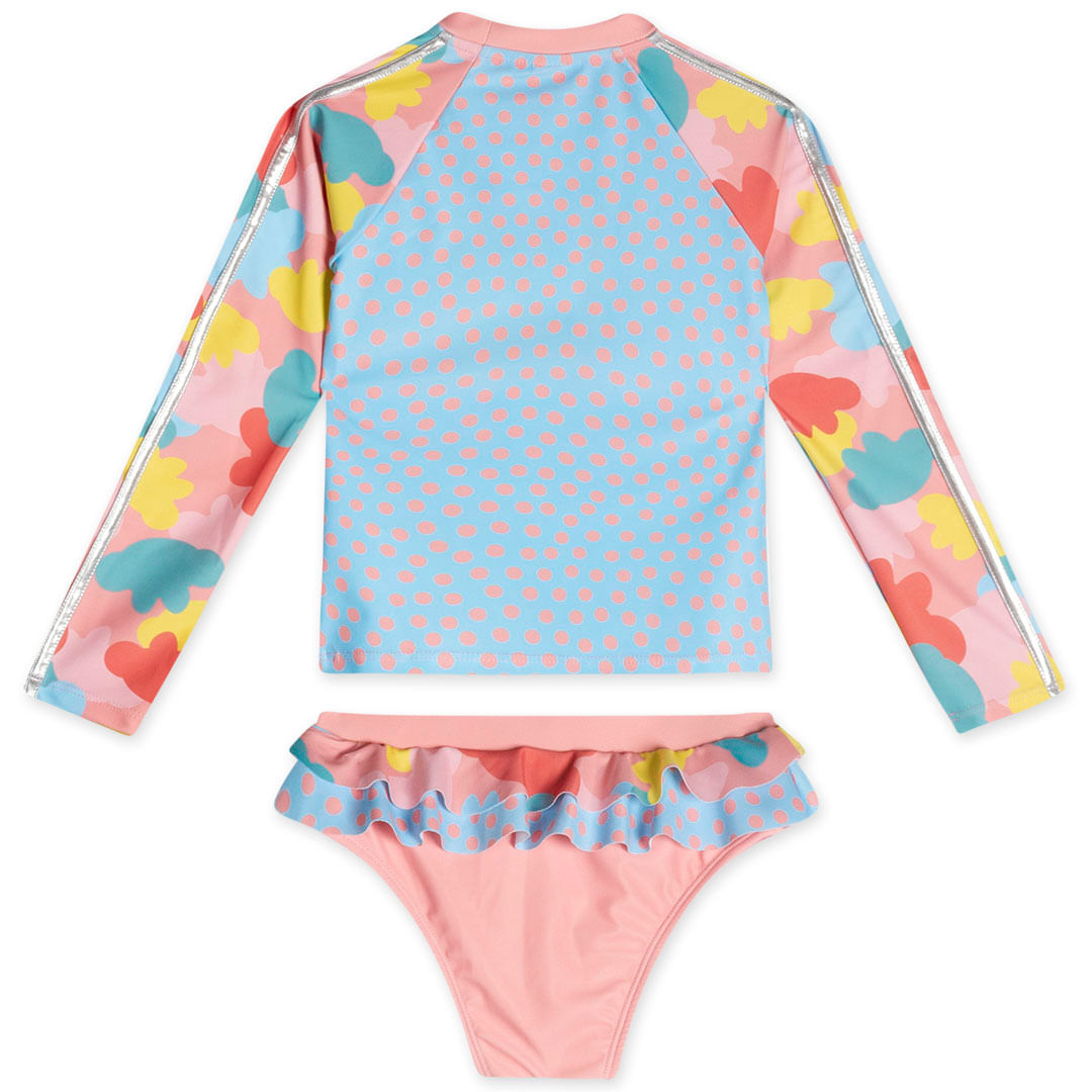 Conjunto de Praia Manga Longa Com Proteção Solar Infantil Feminino Lilica