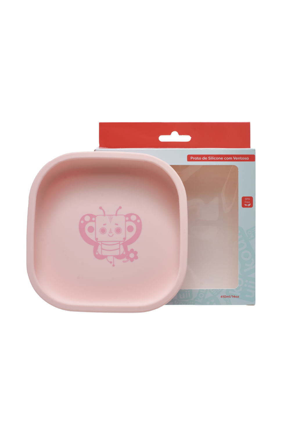 Prato de Silicone com Ventosa Kouii Borboleta Pipa