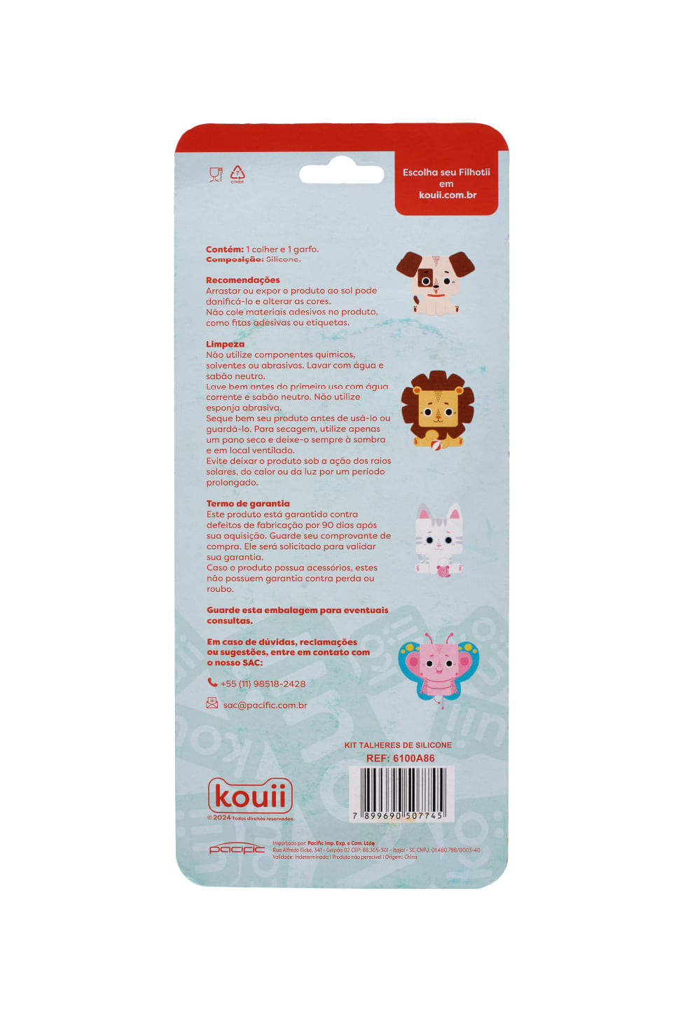 Kit Talheres de Silicone Kouii Cachorro Théo