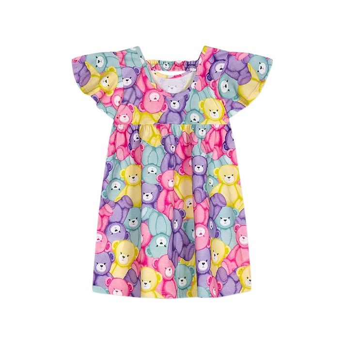 Vestido-Ursinhos-Manga-Curta-Infantil-Feminino-Marisol