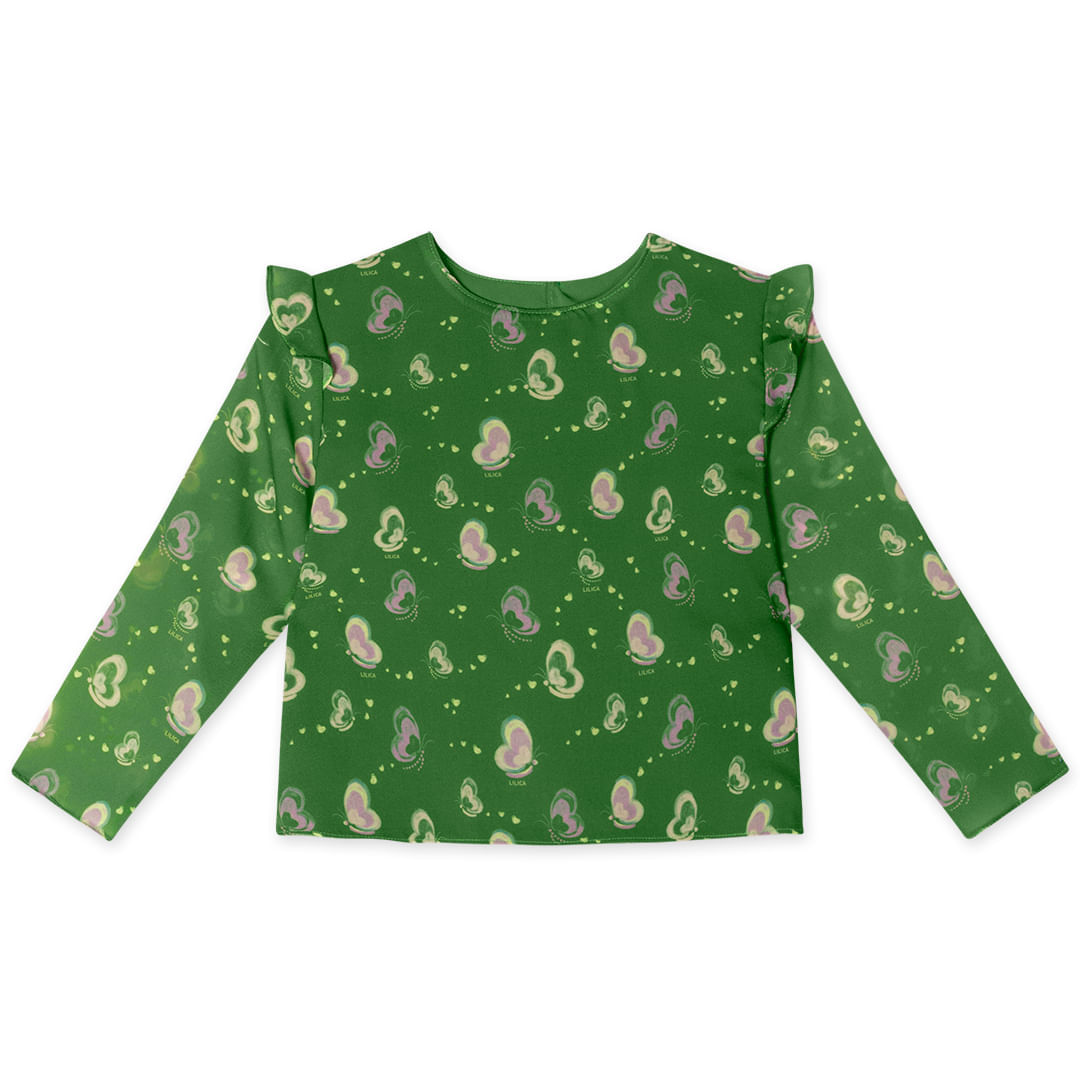 Blusa Borboleta Manga Longa Bebê Feminina Lilica Ripilica
