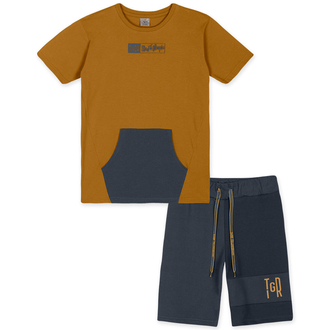 Conjunto Curto Moletom Masculino Infantil Tigor